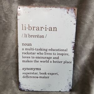 Vintage Style Librarian Definition Metal Sign